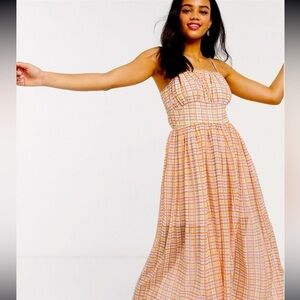 Moon River Check Midi Dress Size: XS